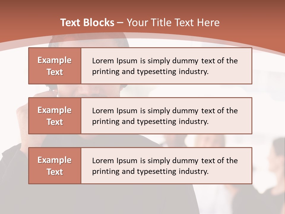 A Man Wearing A Headset With A Group Of People In The Background PowerPoint Template