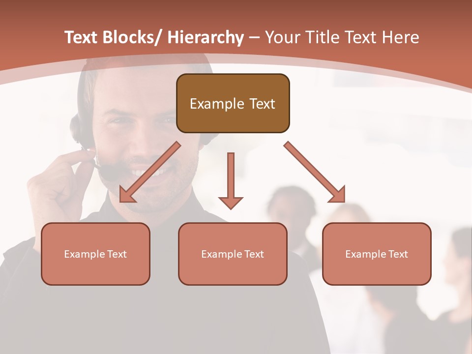 A Man Wearing A Headset With A Group Of People In The Background PowerPoint Template