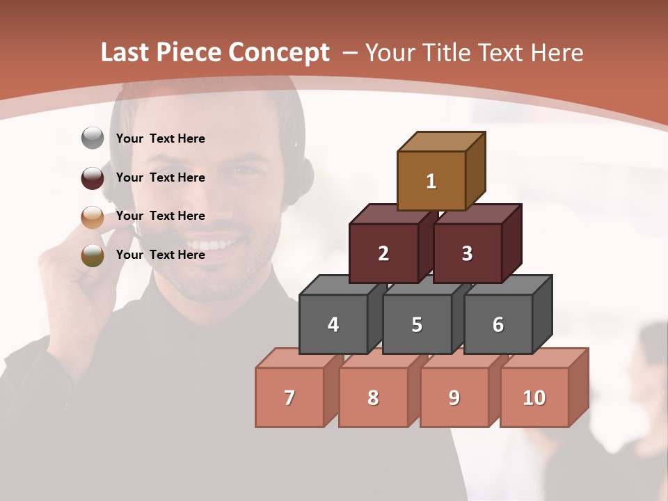 A Man Wearing A Headset With A Group Of People In The Background PowerPoint Template