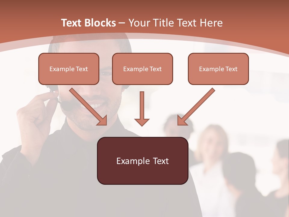 A Man Wearing A Headset With A Group Of People In The Background PowerPoint Template