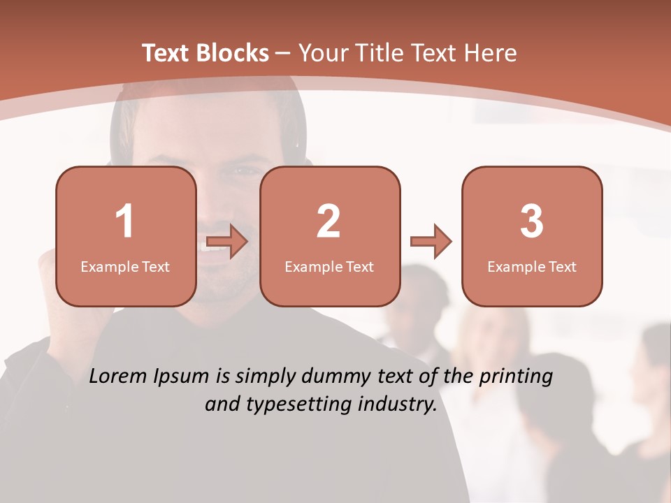 A Man Wearing A Headset With A Group Of People In The Background PowerPoint Template