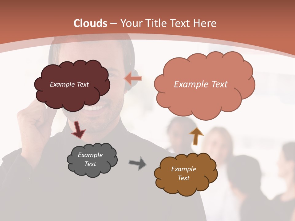 A Man Wearing A Headset With A Group Of People In The Background PowerPoint Template