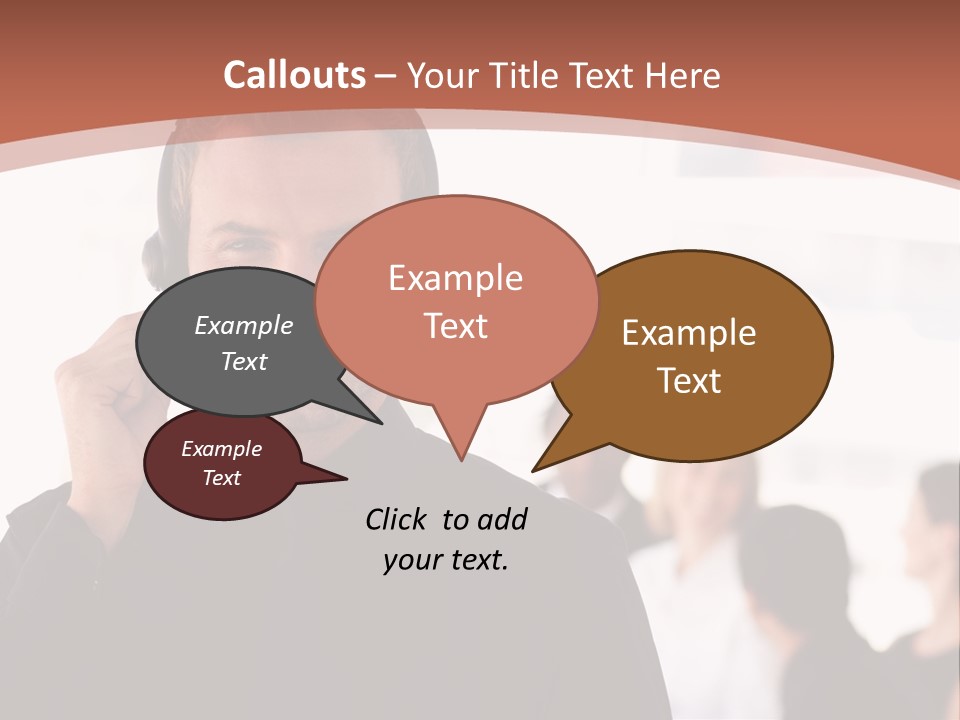 A Man Wearing A Headset With A Group Of People In The Background PowerPoint Template