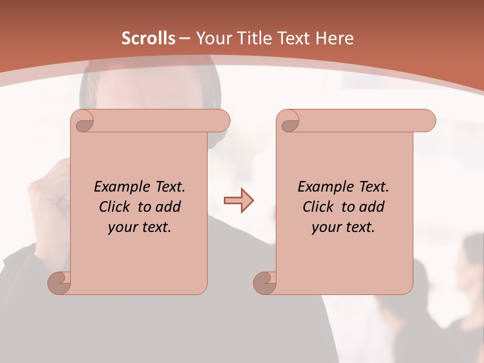 A Man Wearing A Headset With A Group Of People In The Background PowerPoint Template