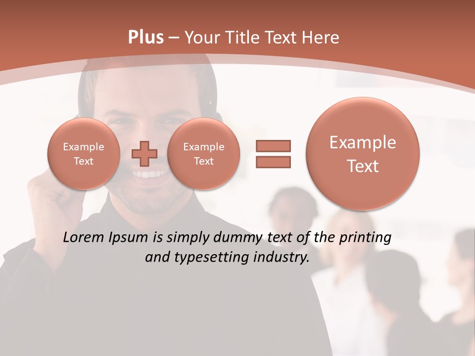 A Man Wearing A Headset With A Group Of People In The Background PowerPoint Template