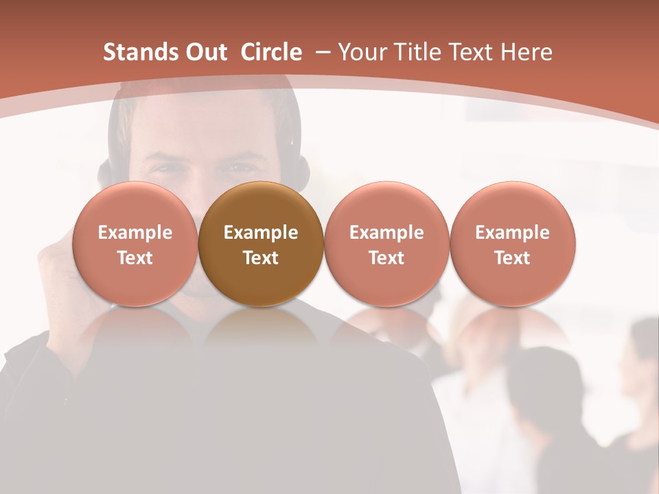 A Man Wearing A Headset With A Group Of People In The Background PowerPoint Template