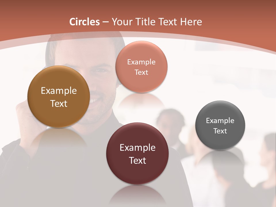 A Man Wearing A Headset With A Group Of People In The Background PowerPoint Template