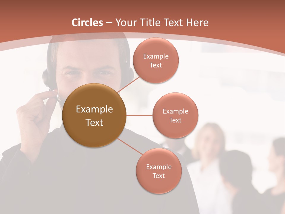 A Man Wearing A Headset With A Group Of People In The Background PowerPoint Template