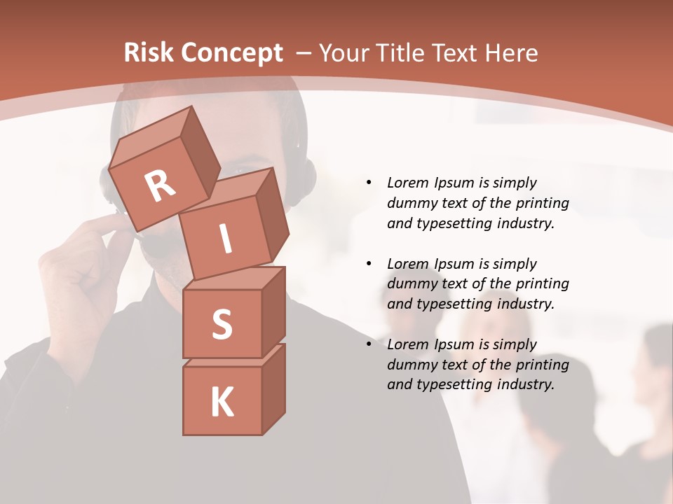 A Man Wearing A Headset With A Group Of People In The Background PowerPoint Template