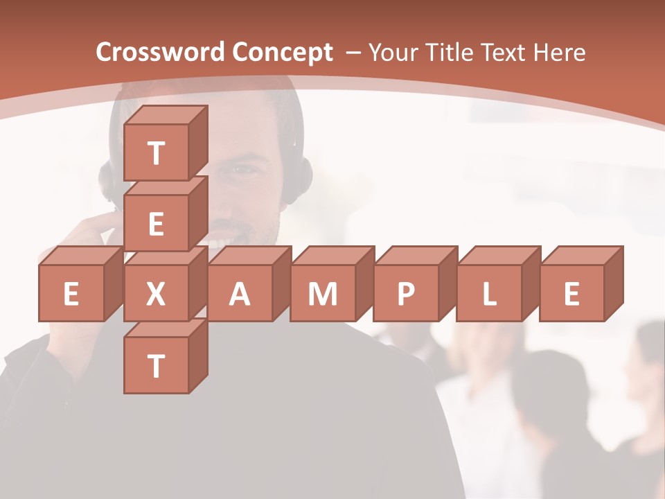 A Man Wearing A Headset With A Group Of People In The Background PowerPoint Template