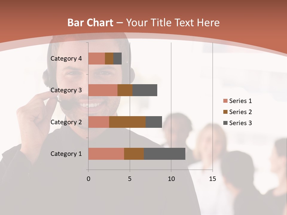 A Man Wearing A Headset With A Group Of People In The Background PowerPoint Template