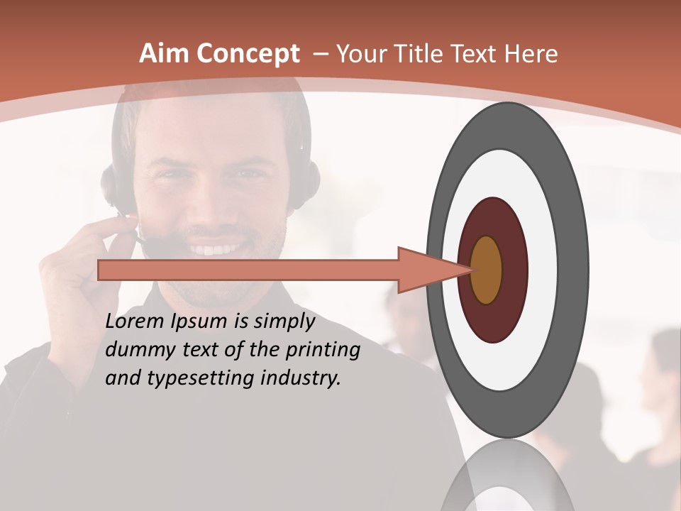 A Man Wearing A Headset With A Group Of People In The Background PowerPoint Template