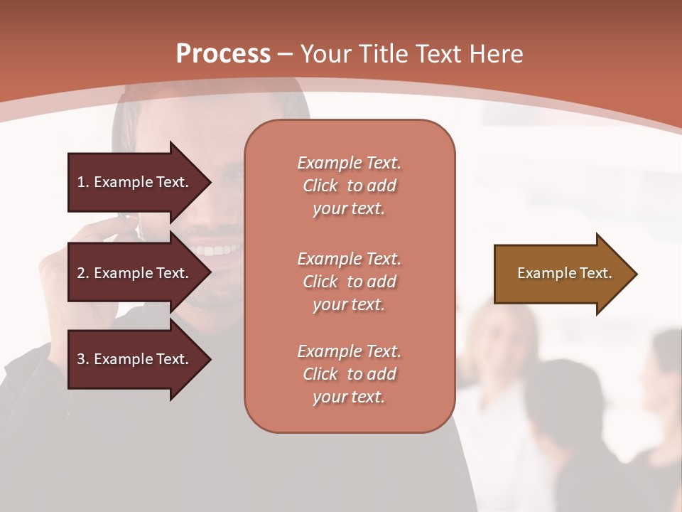 A Man Wearing A Headset With A Group Of People In The Background PowerPoint Template