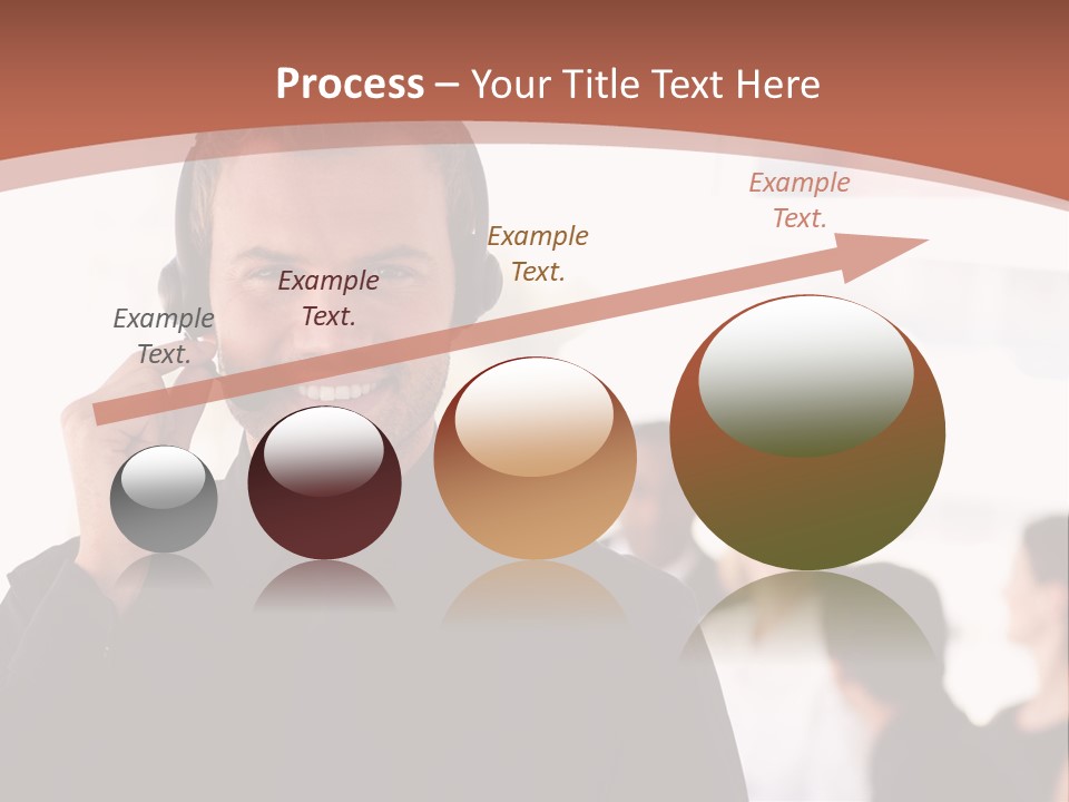 A Man Wearing A Headset With A Group Of People In The Background PowerPoint Template