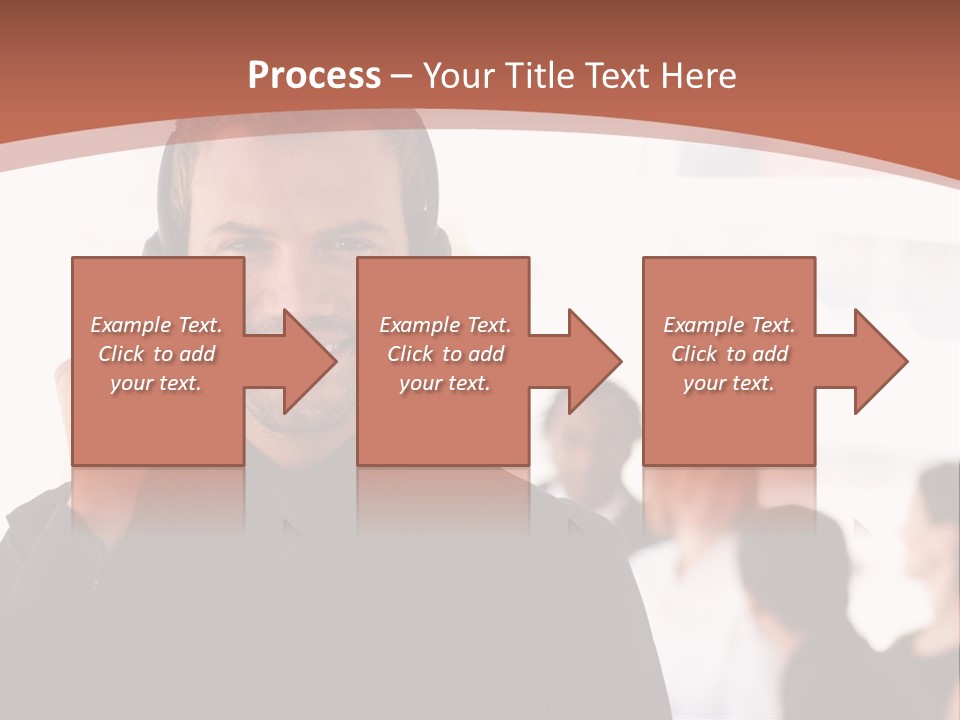 A Man Wearing A Headset With A Group Of People In The Background PowerPoint Template