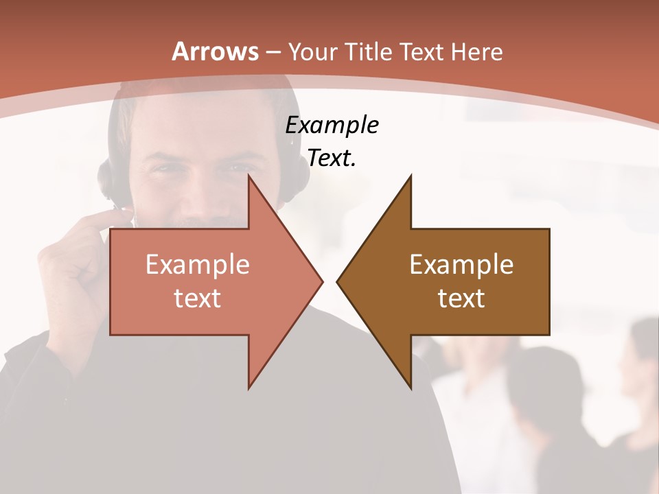 A Man Wearing A Headset With A Group Of People In The Background PowerPoint Template