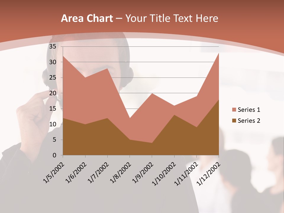 A Man Wearing A Headset With A Group Of People In The Background PowerPoint Template
