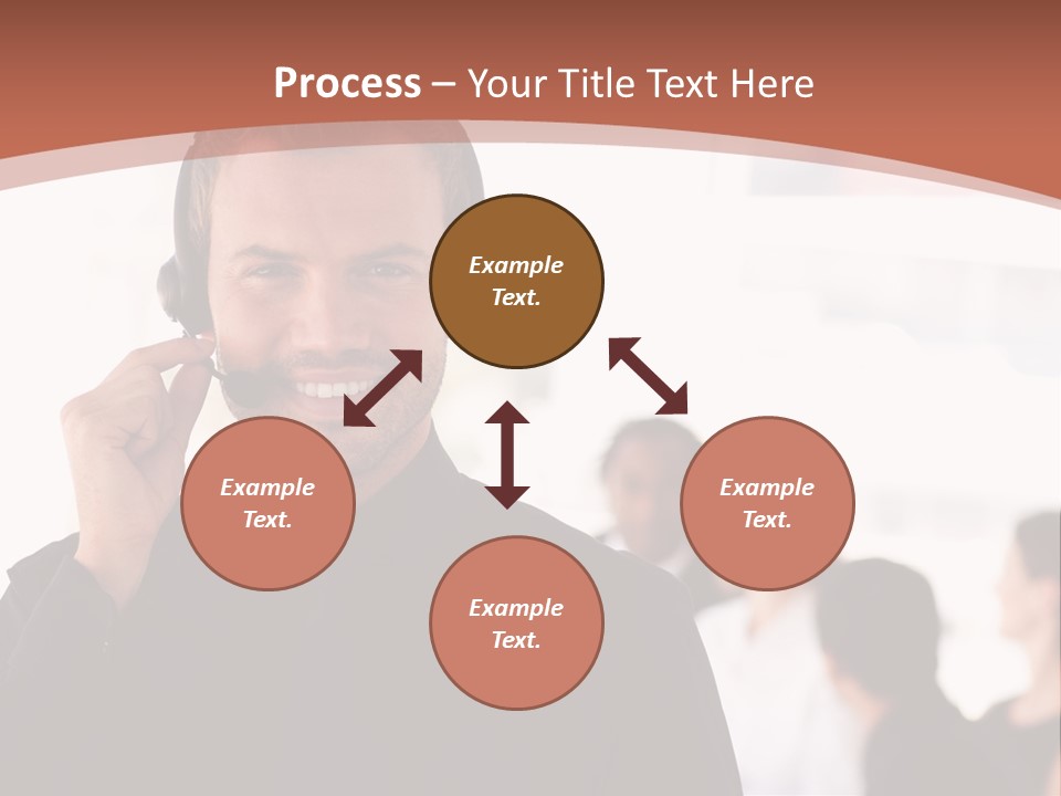 A Man Wearing A Headset With A Group Of People In The Background PowerPoint Template