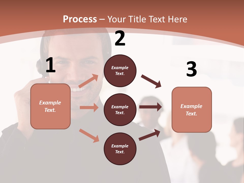 A Man Wearing A Headset With A Group Of People In The Background PowerPoint Template