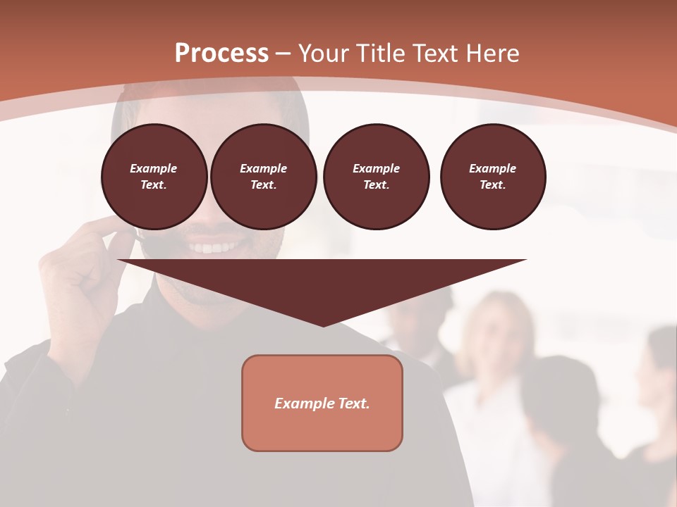 A Man Wearing A Headset With A Group Of People In The Background PowerPoint Template