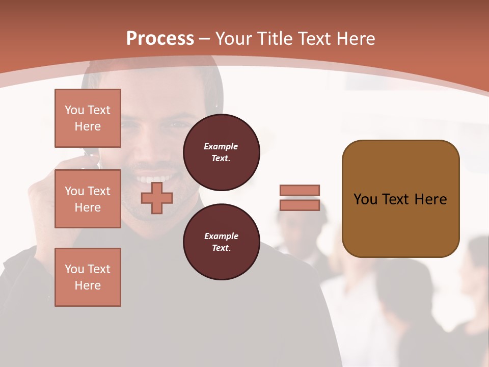 A Man Wearing A Headset With A Group Of People In The Background PowerPoint Template