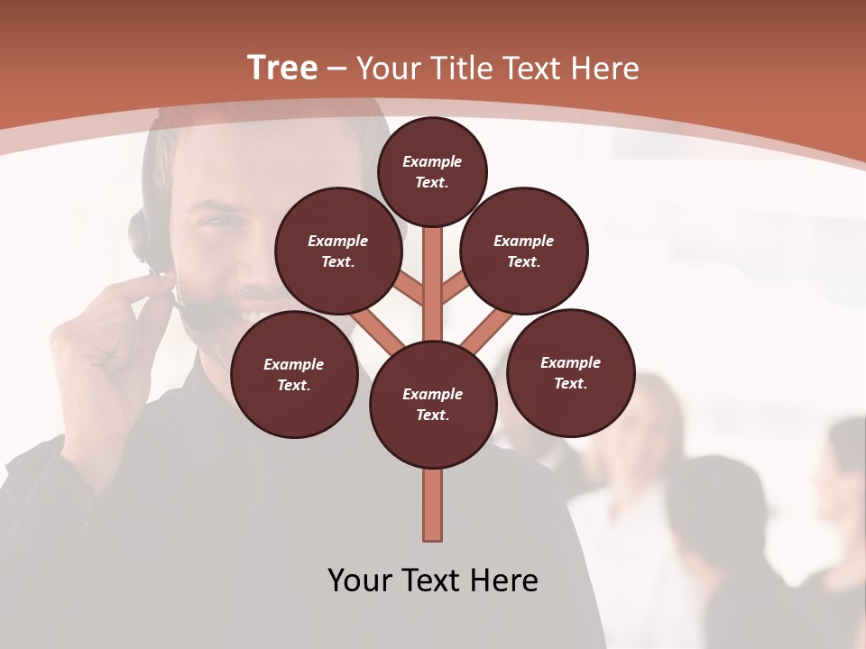 A Man Wearing A Headset With A Group Of People In The Background PowerPoint Template