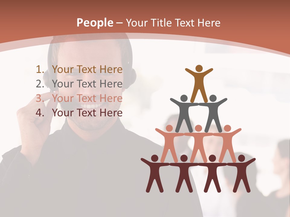 A Man Wearing A Headset With A Group Of People In The Background PowerPoint Template