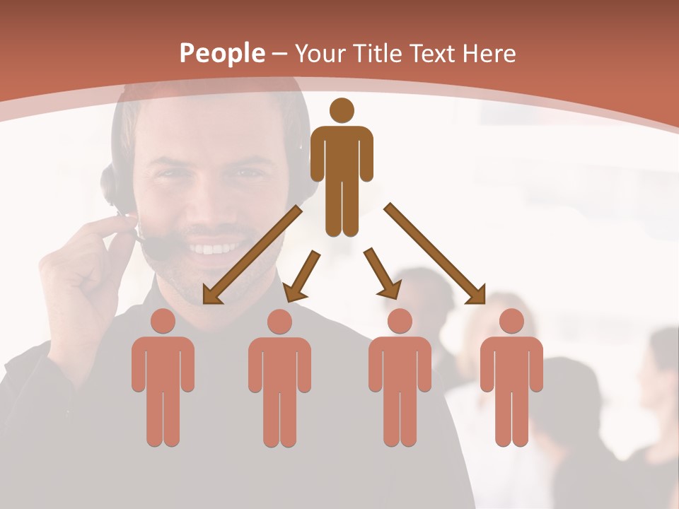 A Man Wearing A Headset With A Group Of People In The Background PowerPoint Template