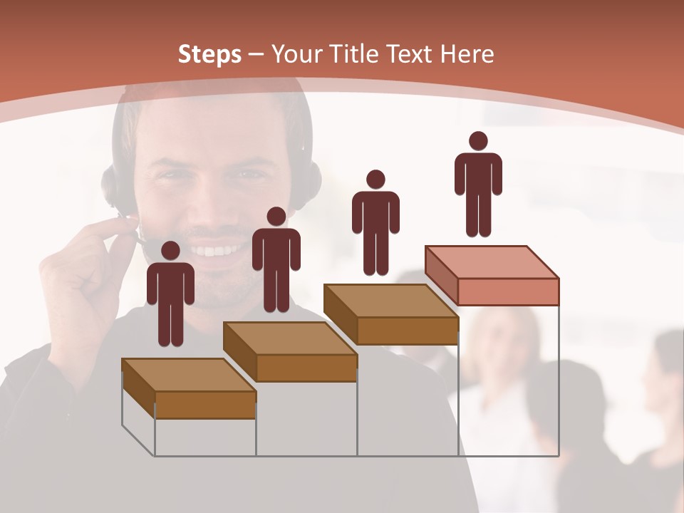 A Man Wearing A Headset With A Group Of People In The Background PowerPoint Template