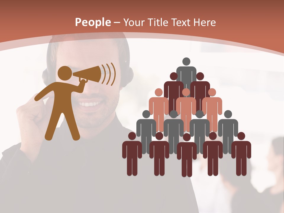 A Man Wearing A Headset With A Group Of People In The Background PowerPoint Template