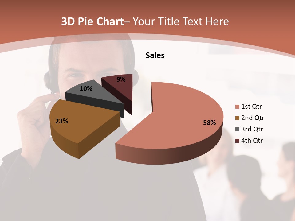 A Man Wearing A Headset With A Group Of People In The Background PowerPoint Template