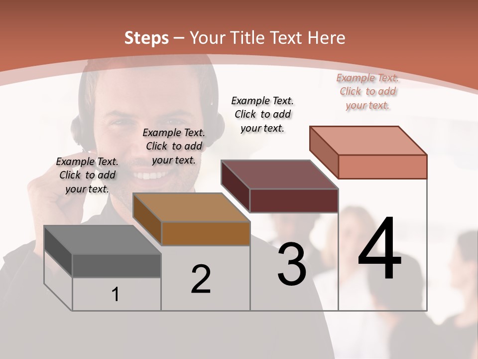 A Man Wearing A Headset With A Group Of People In The Background PowerPoint Template