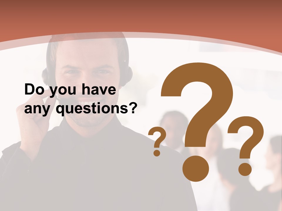 A Man Wearing A Headset With A Group Of People In The Background PowerPoint Template