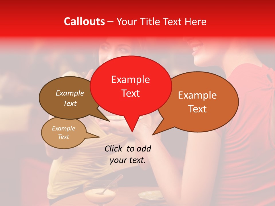 Two Women Having A Conversation In A Restaurant PowerPoint Template