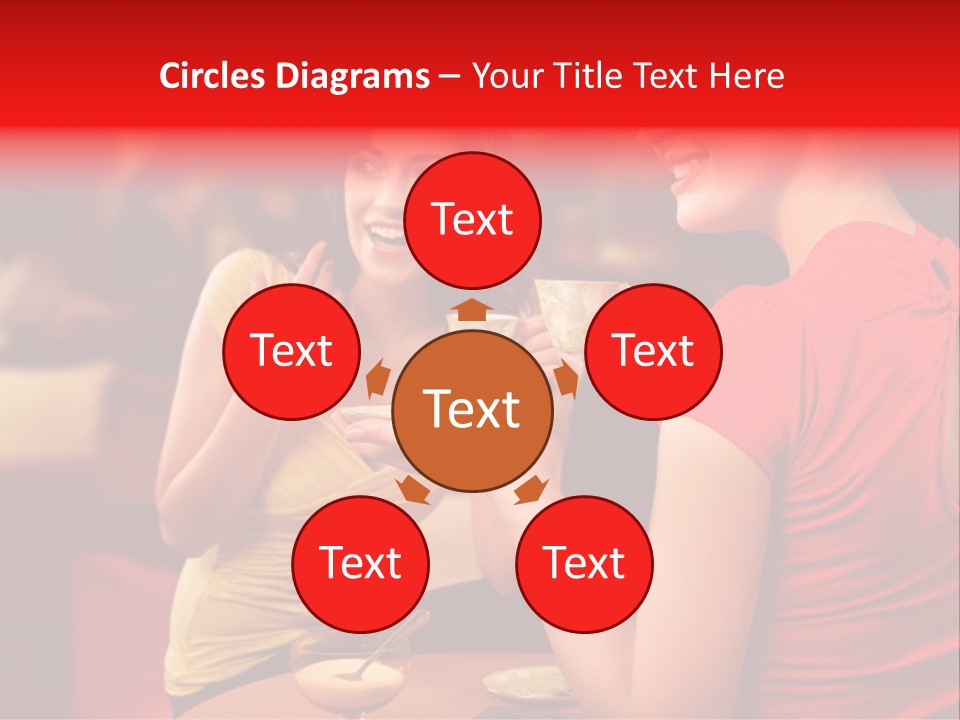 Two Women Having A Conversation In A Restaurant PowerPoint Template