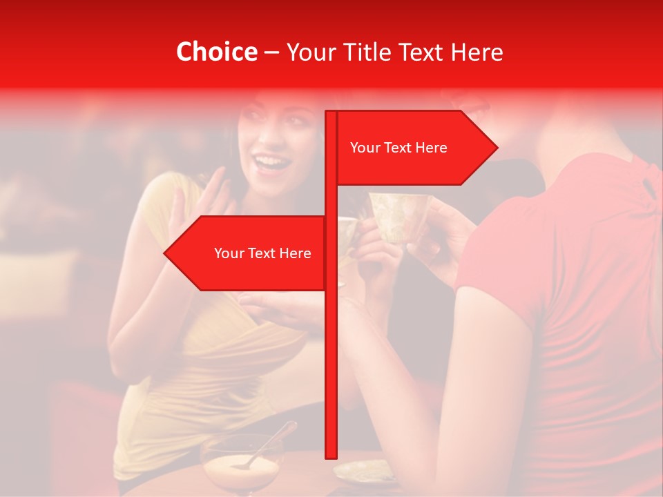 Two Women Having A Conversation In A Restaurant PowerPoint Template