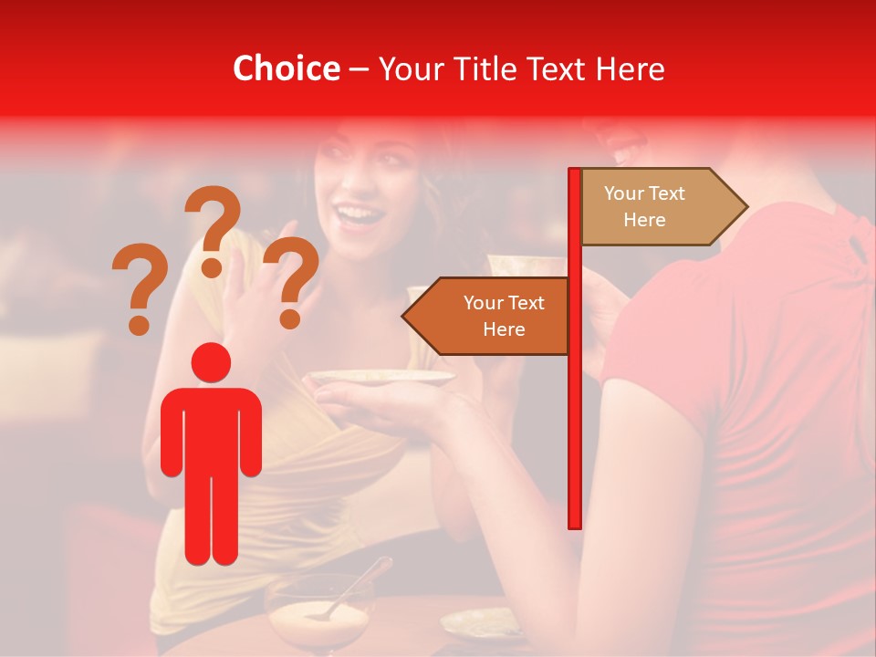 Two Women Having A Conversation In A Restaurant PowerPoint Template