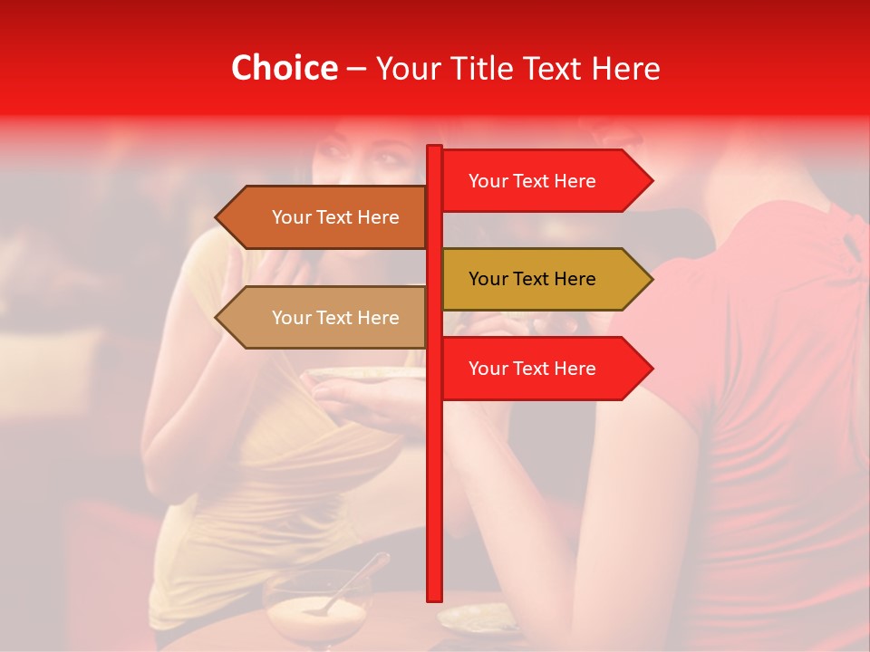 Two Women Having A Conversation In A Restaurant PowerPoint Template