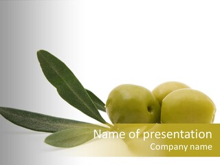 Green Olives On White Background PowerPoint Template