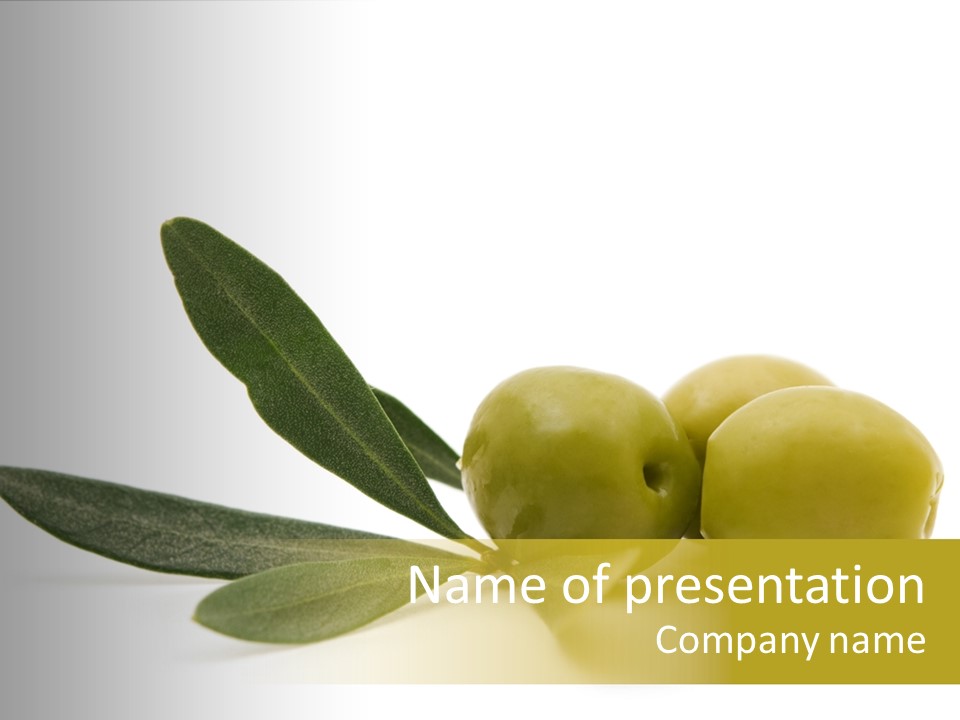 Green Olives On White Background PowerPoint Template