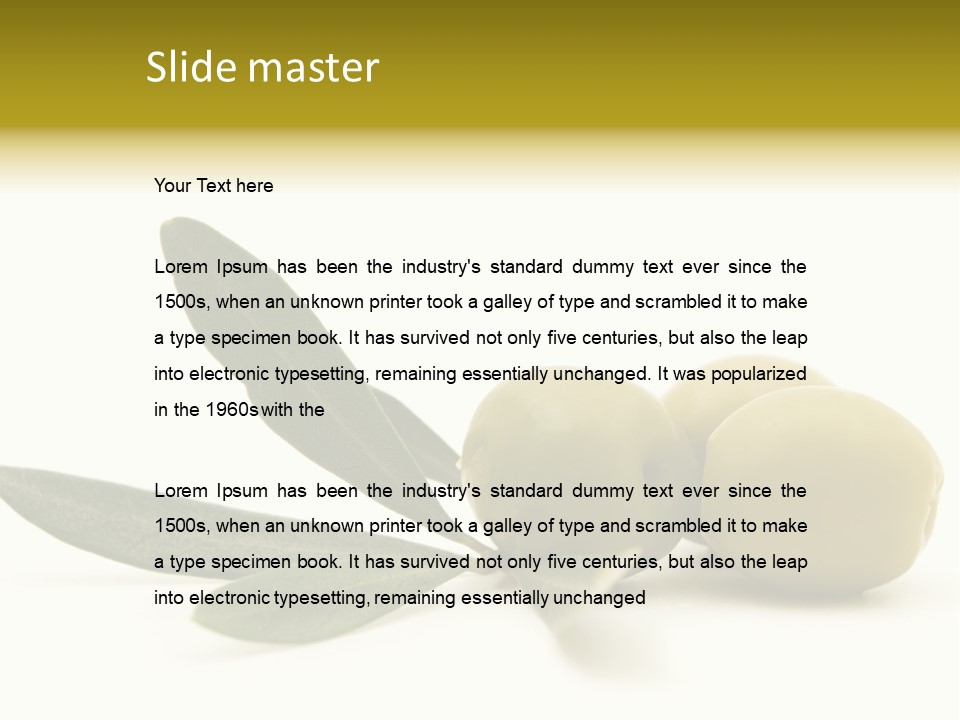 Green Olives On White Background PowerPoint Template