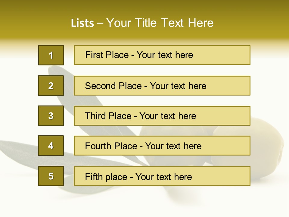 Green Olives On White Background PowerPoint Template