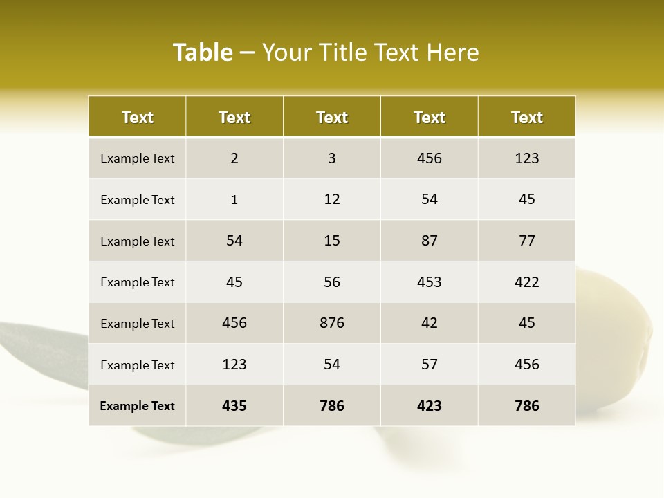 Green Olives On White Background PowerPoint Template