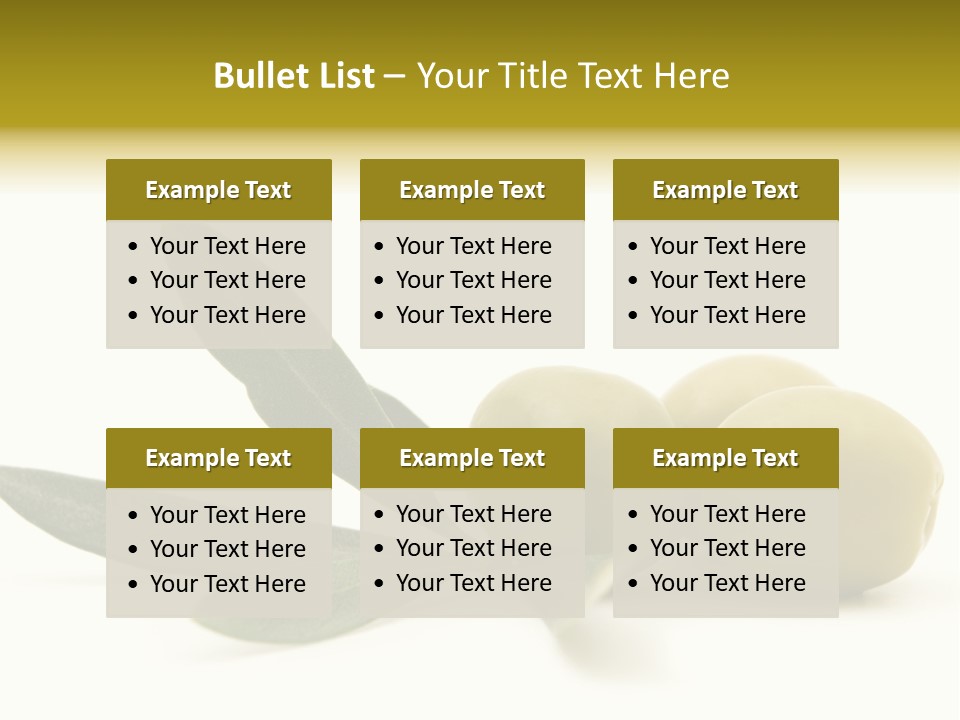 Green Olives On White Background PowerPoint Template