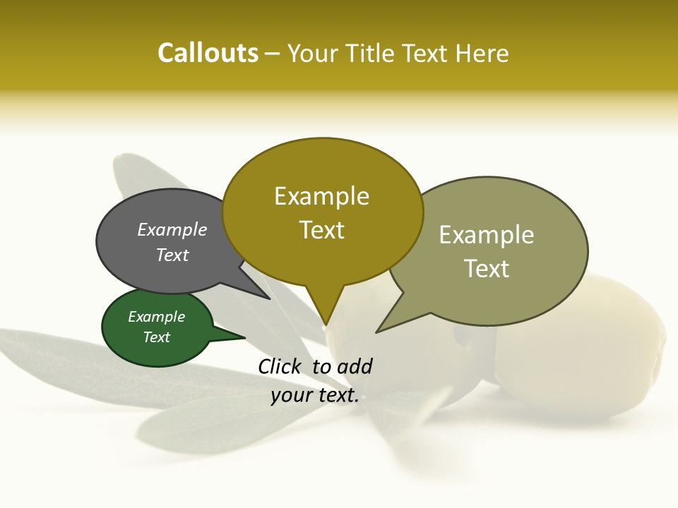 Green Olives On White Background PowerPoint Template