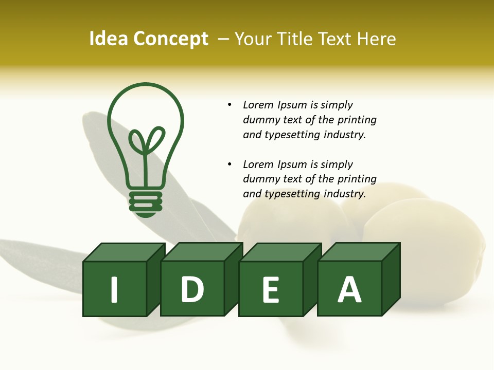 Green Olives On White Background PowerPoint Template