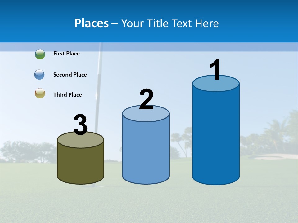 Golf Ball On Green At Ground Level Extreme Wide Angle (Focus On Ball) PowerPoint Template