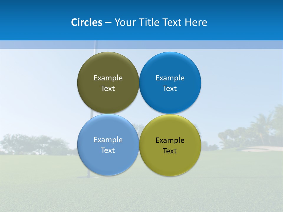 Golf Ball On Green At Ground Level Extreme Wide Angle (Focus On Ball) PowerPoint Template