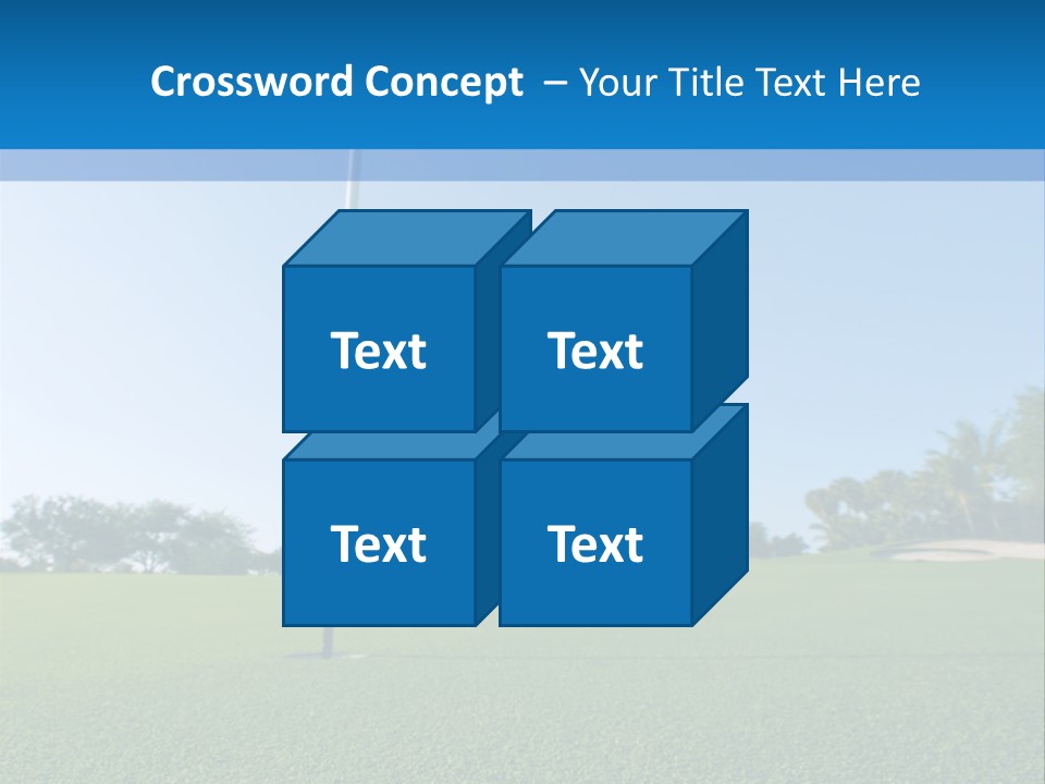 Golf Ball On Green At Ground Level Extreme Wide Angle (Focus On Ball) PowerPoint Template