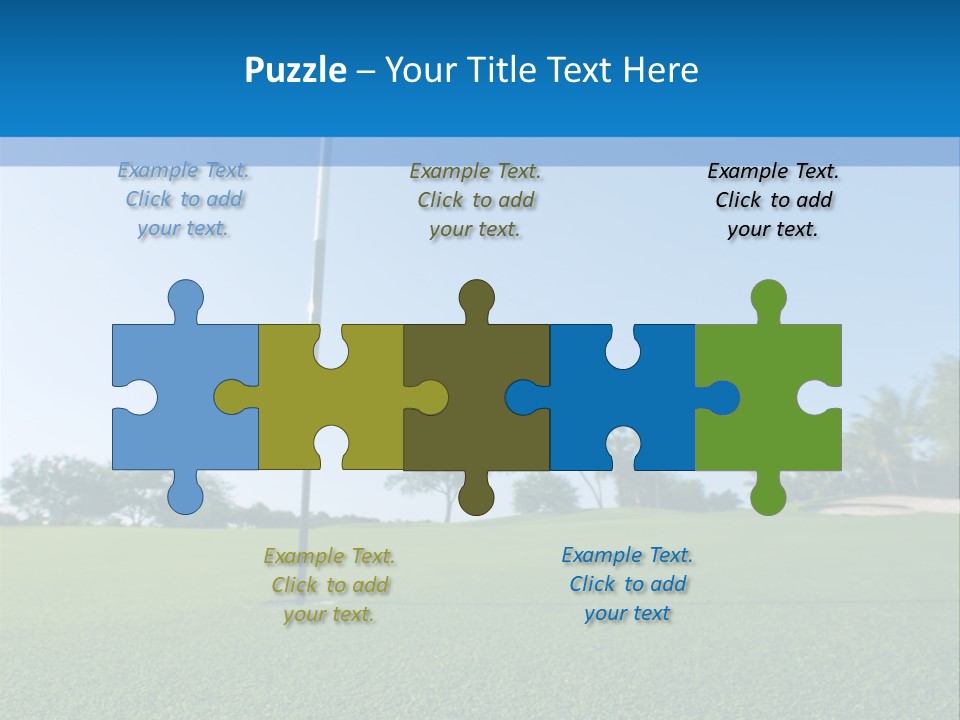 Golf Ball On Green At Ground Level Extreme Wide Angle (Focus On Ball) PowerPoint Template